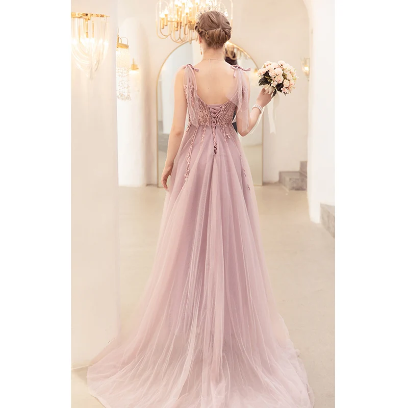 Angel troue rok, blomme pienk bruid roosterbrood aandete partytjie jaarlikse troue rok 6676. | Amehandmadesg - Image 4