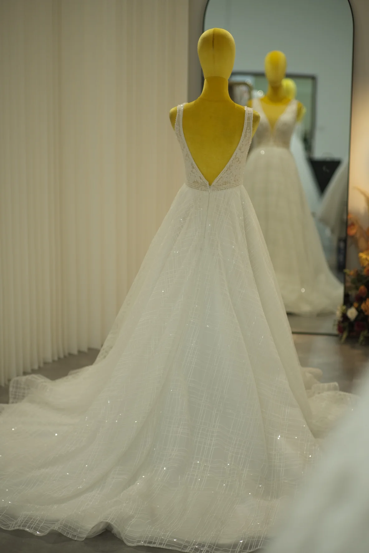 Lux Fabric Half Lace with Beaded Size M Wedding Gown | Ready-to-Wear - Image 10