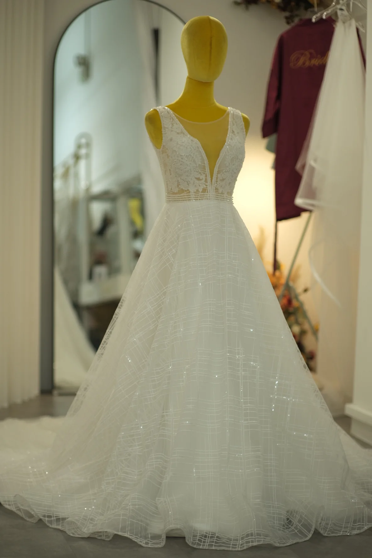 Lux Fabric Half Lace with Beaded Size M Wedding Gown | Ready-to-Wear - Image 2