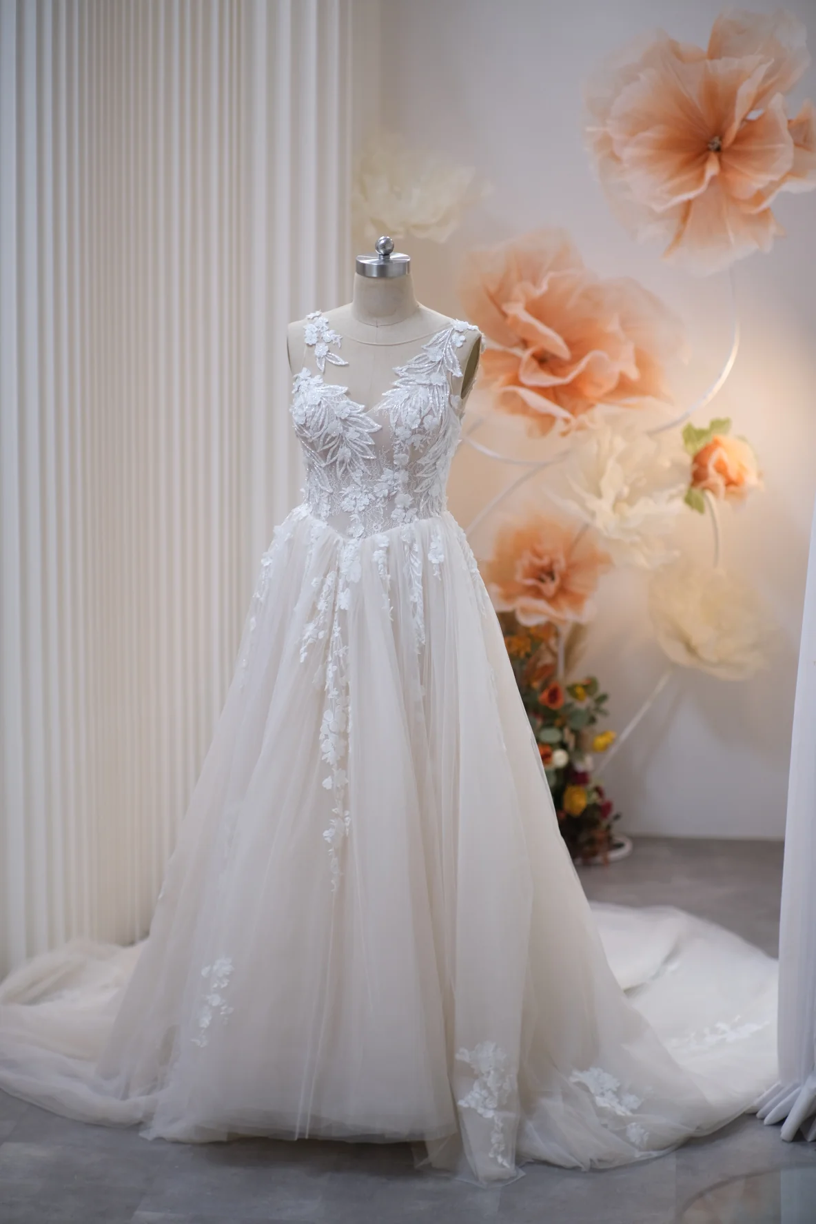 Lux Fabric Full Applique Lace with Beaded Wedding Gown Size L | Ready-to-Wear - Image 2