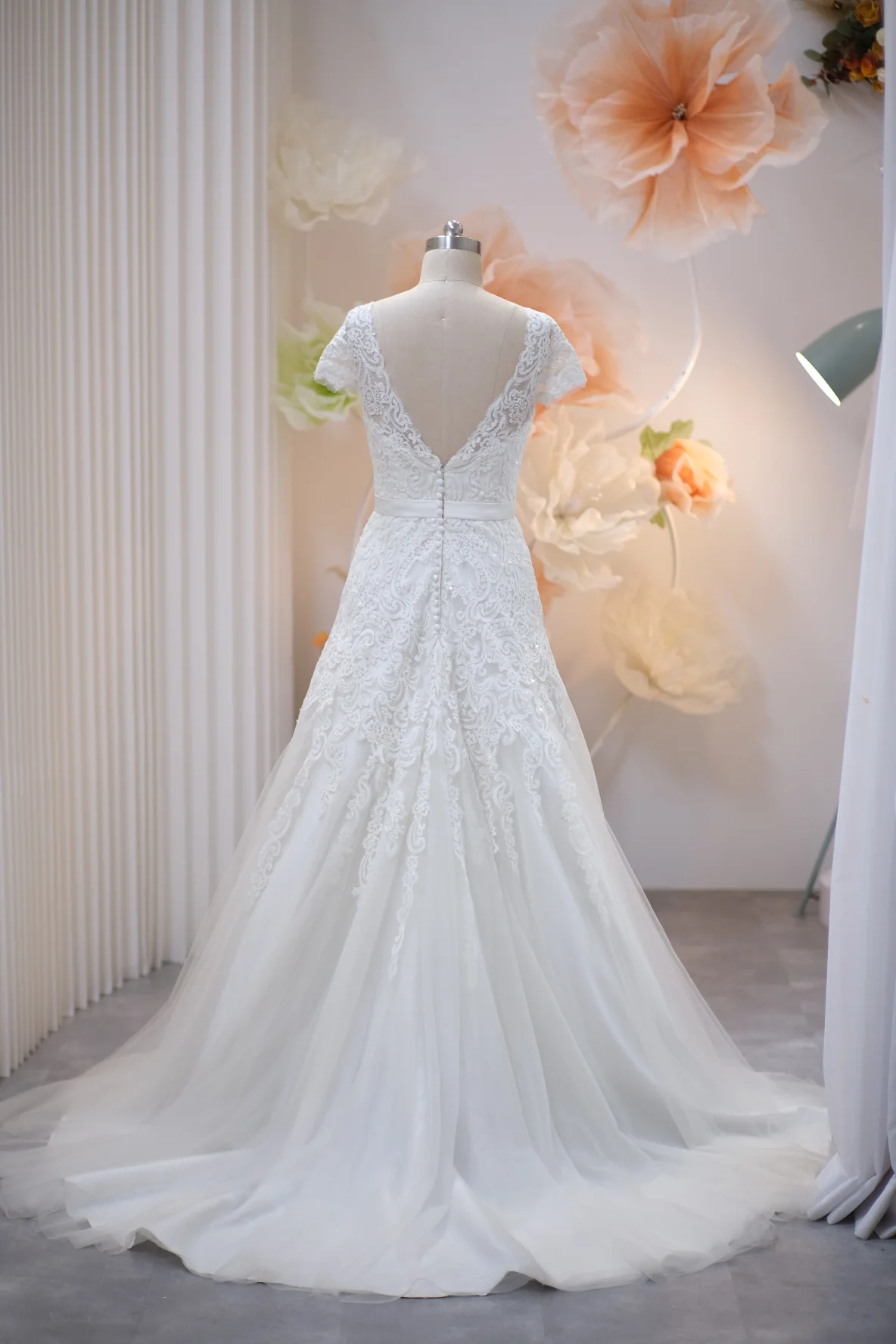 Lux Full Half Lace with Beaded Wedding Gown Size M | Ready-to-Wear - Image 3