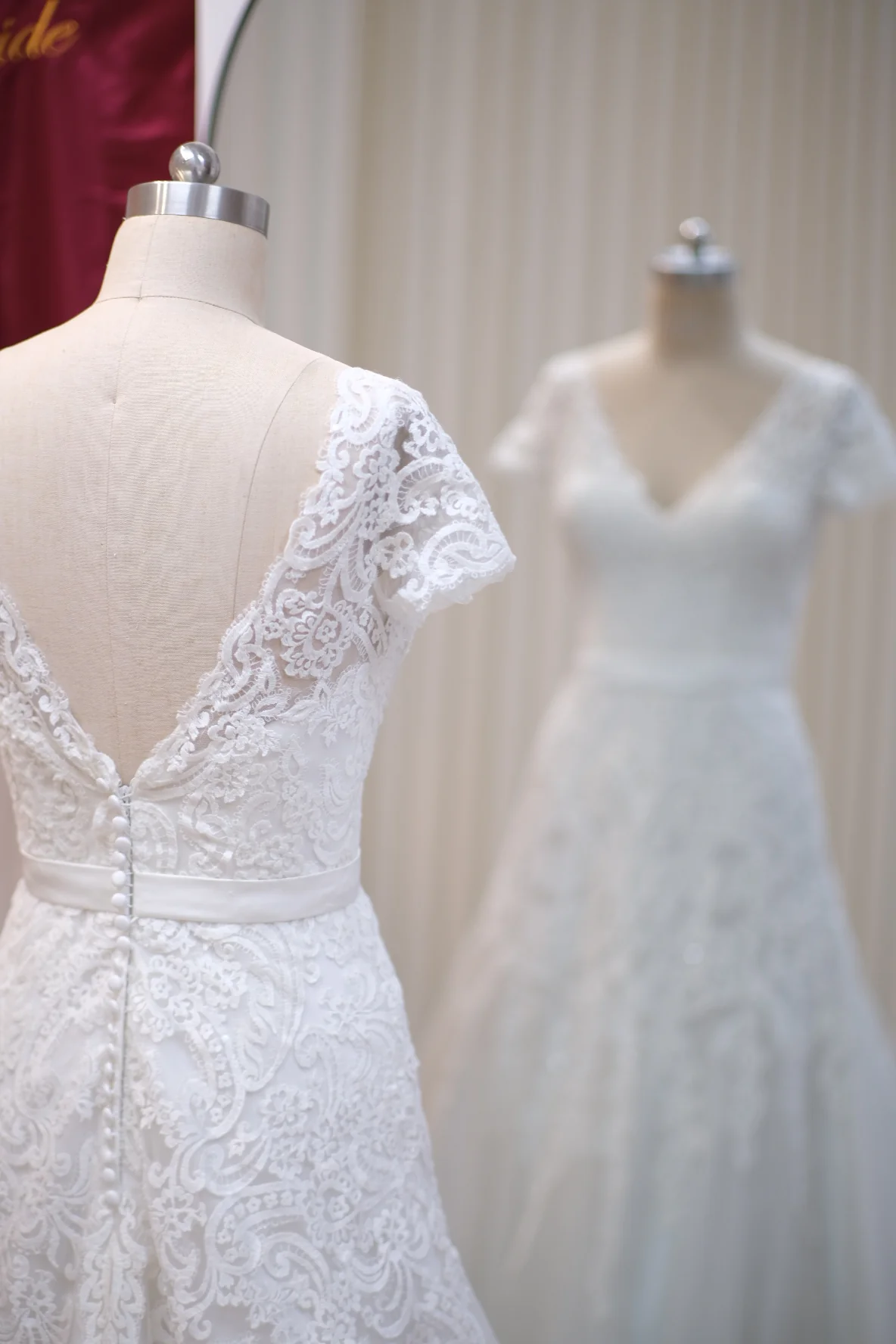 Lux Full Half Lace with Beaded Wedding Gown Size M | Ready-to-Wear - Image 4