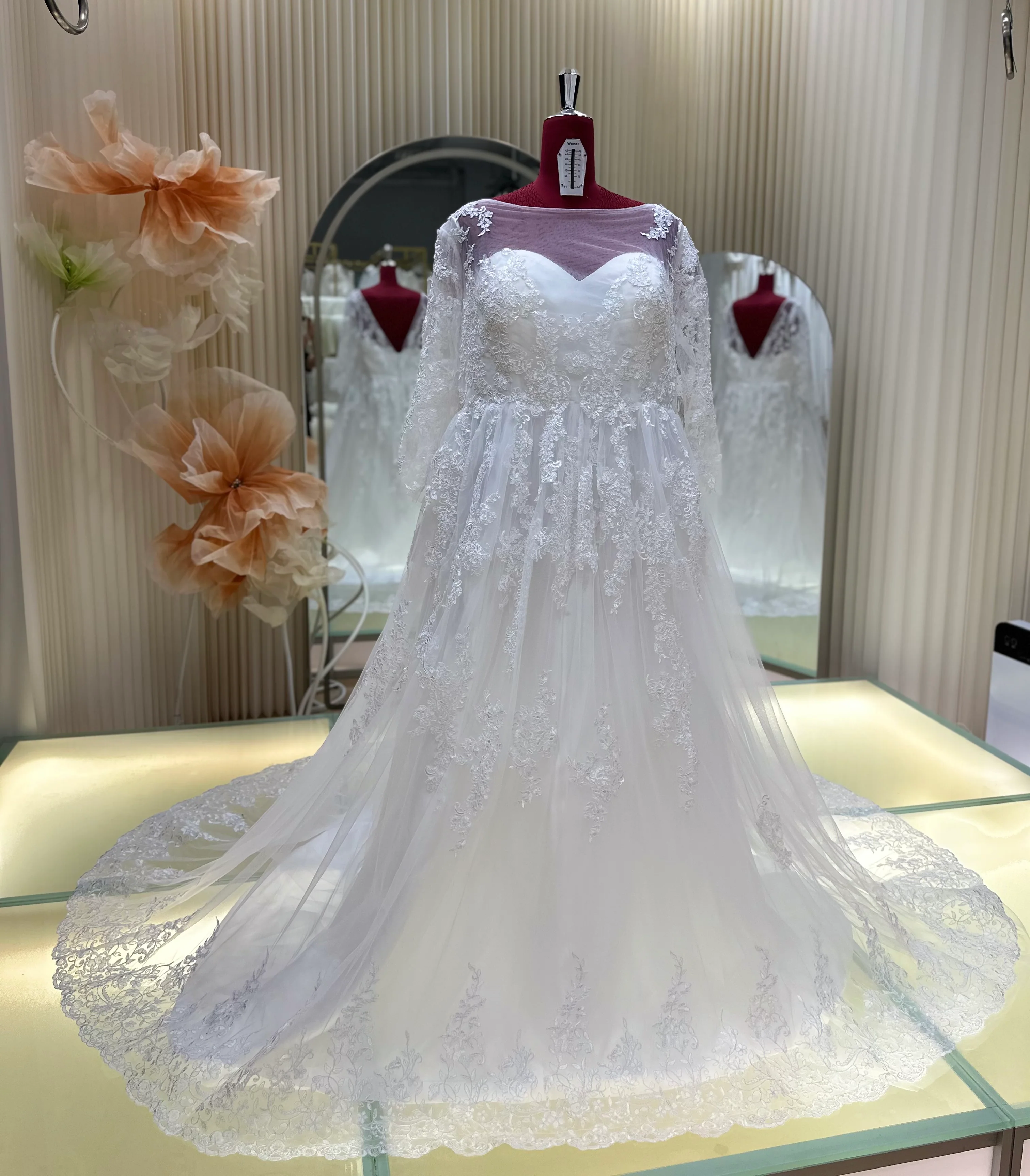 Premium Full Lace Plus Size Wedding Gown Bust 136 | Ready-to-Wear