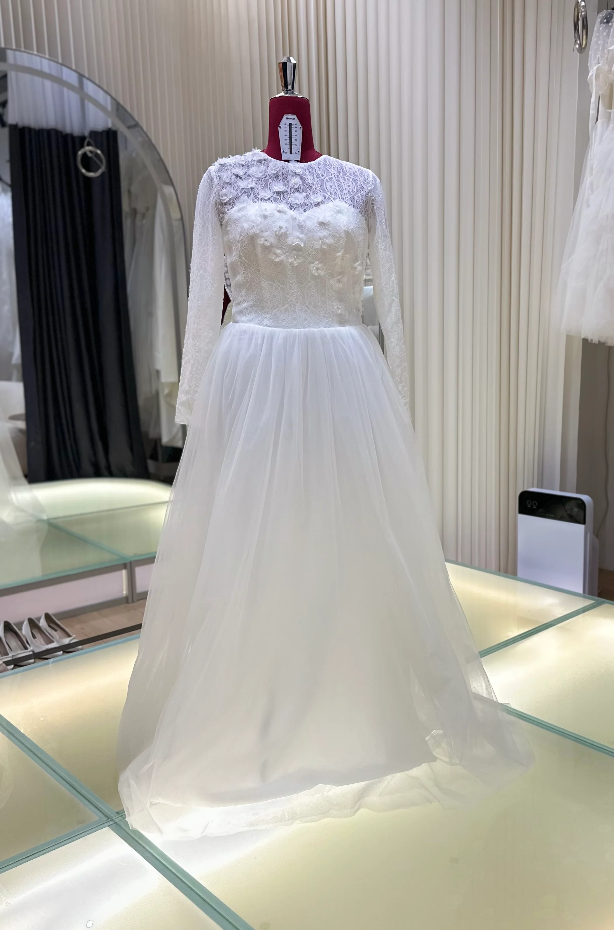 Premium Beaded Half-Lace Wedding Gown | Ready-to-Wear
