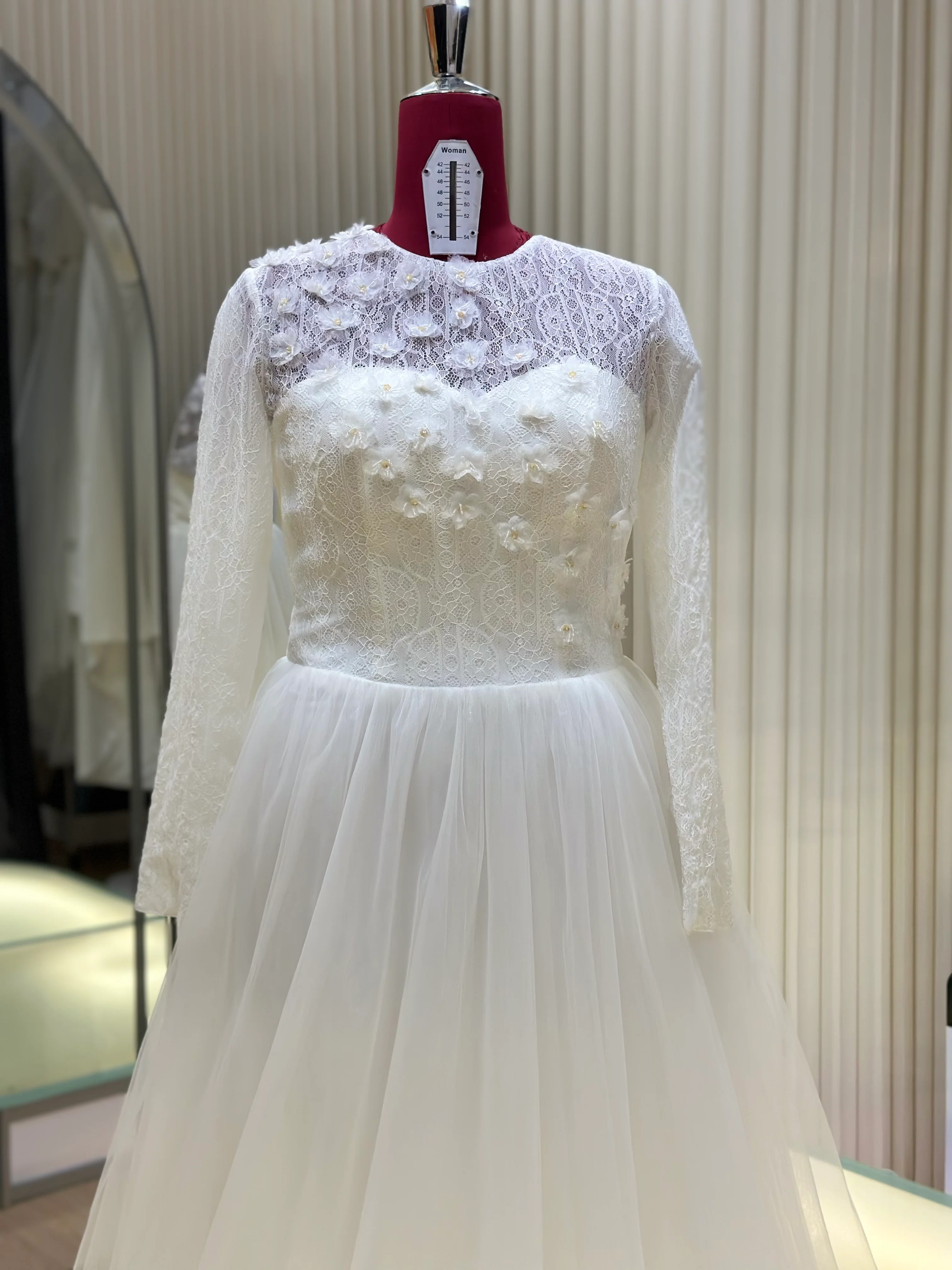 Premium Beaded Half-Lace Wedding Gown | Ready-to-Wear - Image 3
