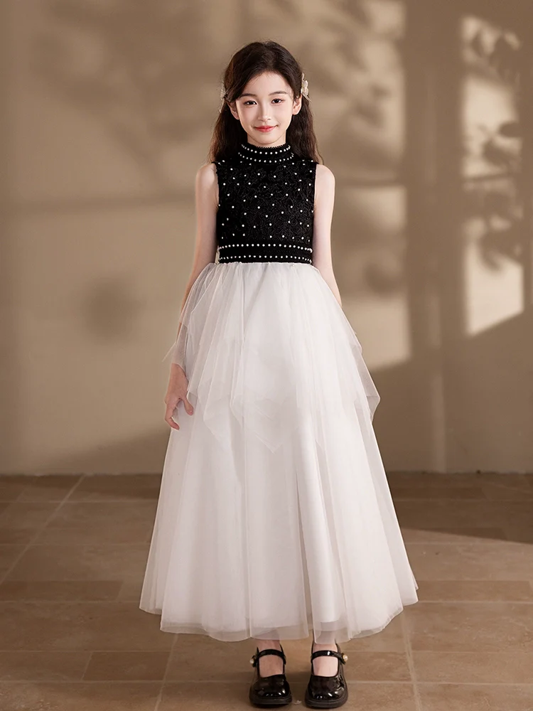 Black Colored Elite Piano Kids Evening Dress - Image 6
