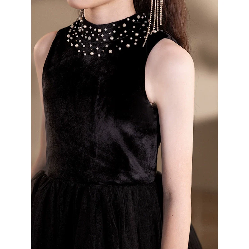 Black Princess Velvet Dress - Image 2
