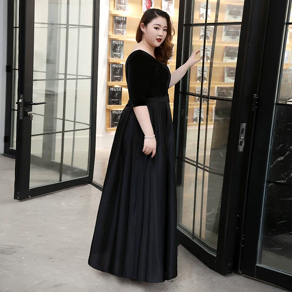 Black Satin Evening Dress - Image 2