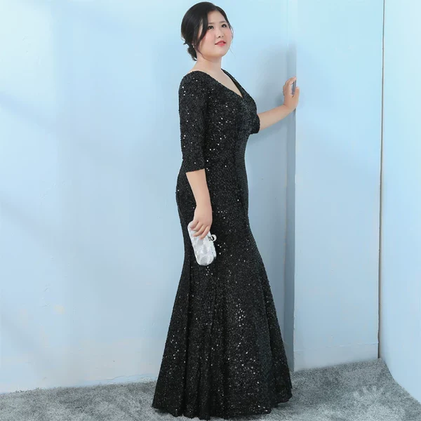 Black Sequin Elegant Evening Dress