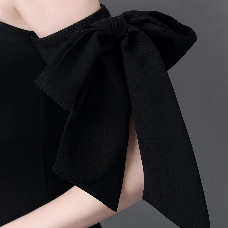 Celebrity Sexy Bow sleeve Slim Off Shoulder Dress Stage Dance Dressing Vestidos elegant dress women - Image 3