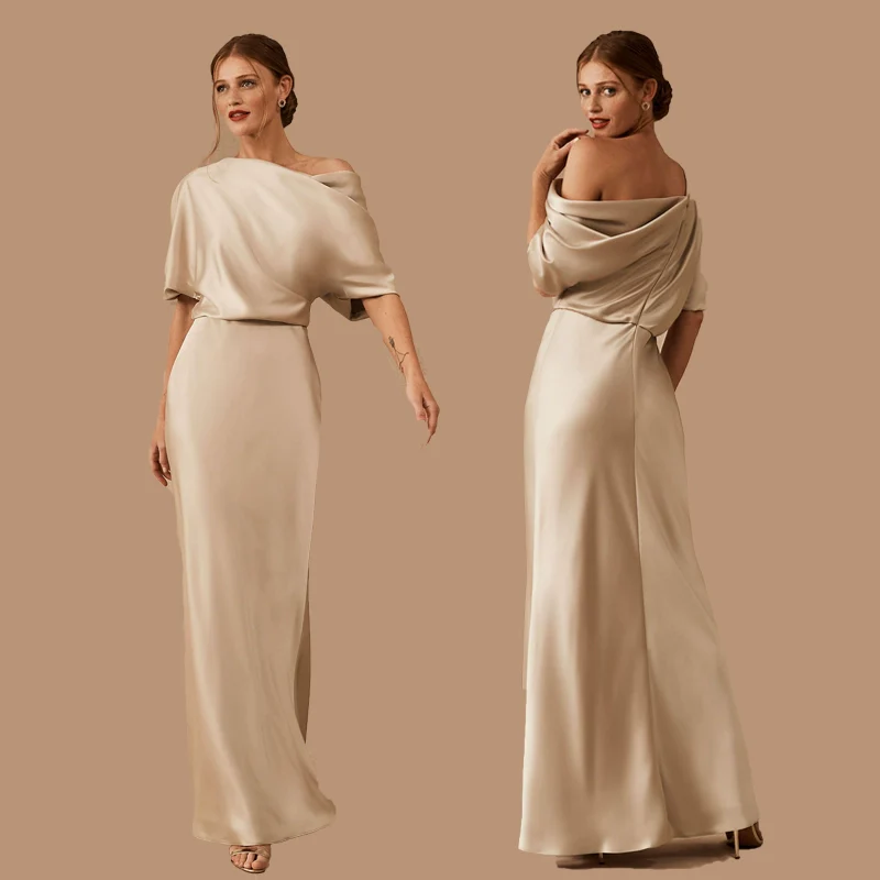 Champagne Colored Fitted Bridesmaid Dress - Image 10
