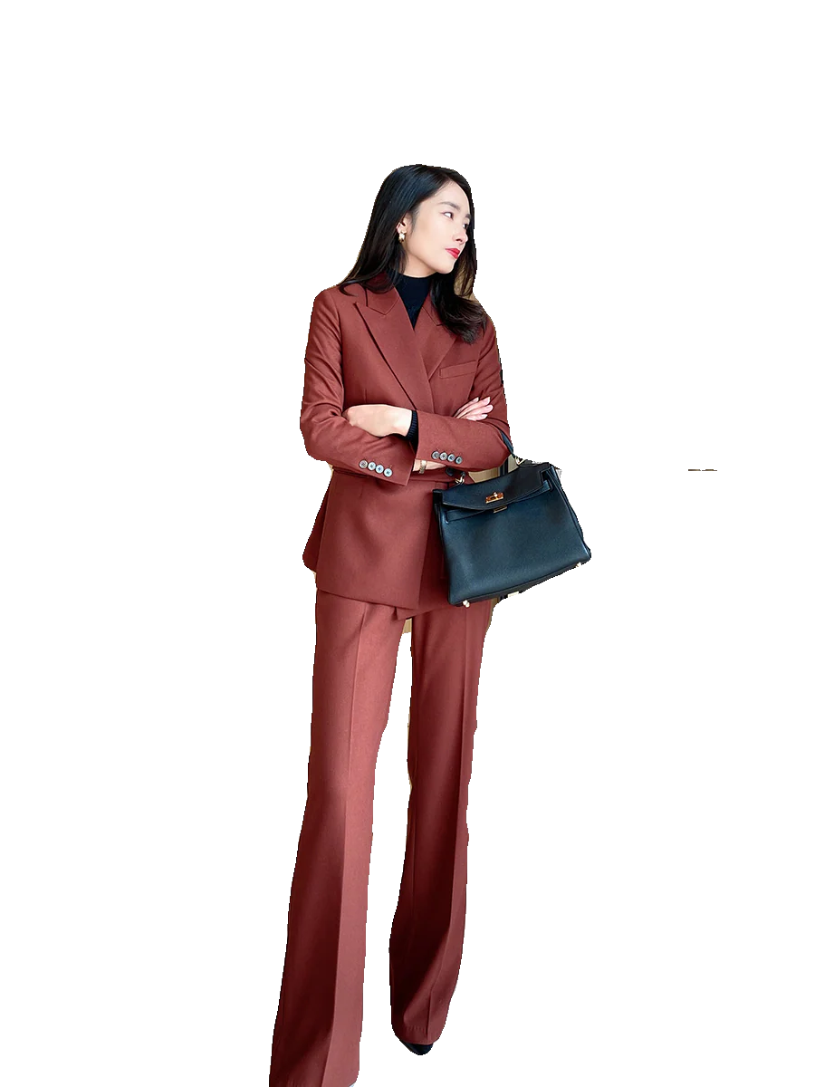 Christmas Red Velvet Women’s Tailored Suit with Flared Trousers - Image 5