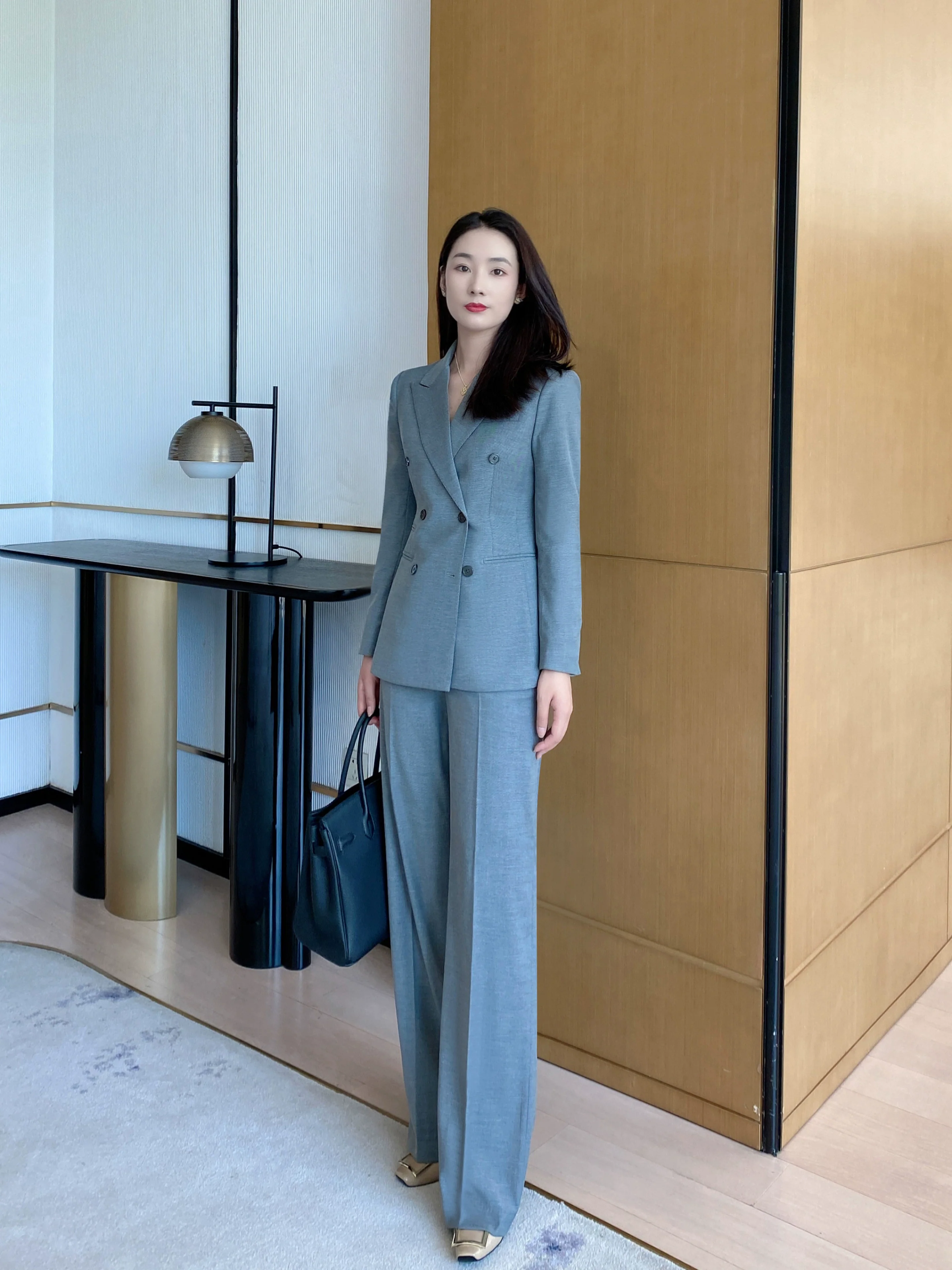 Demi-season Classic Suit Jacket Elite Set Grey