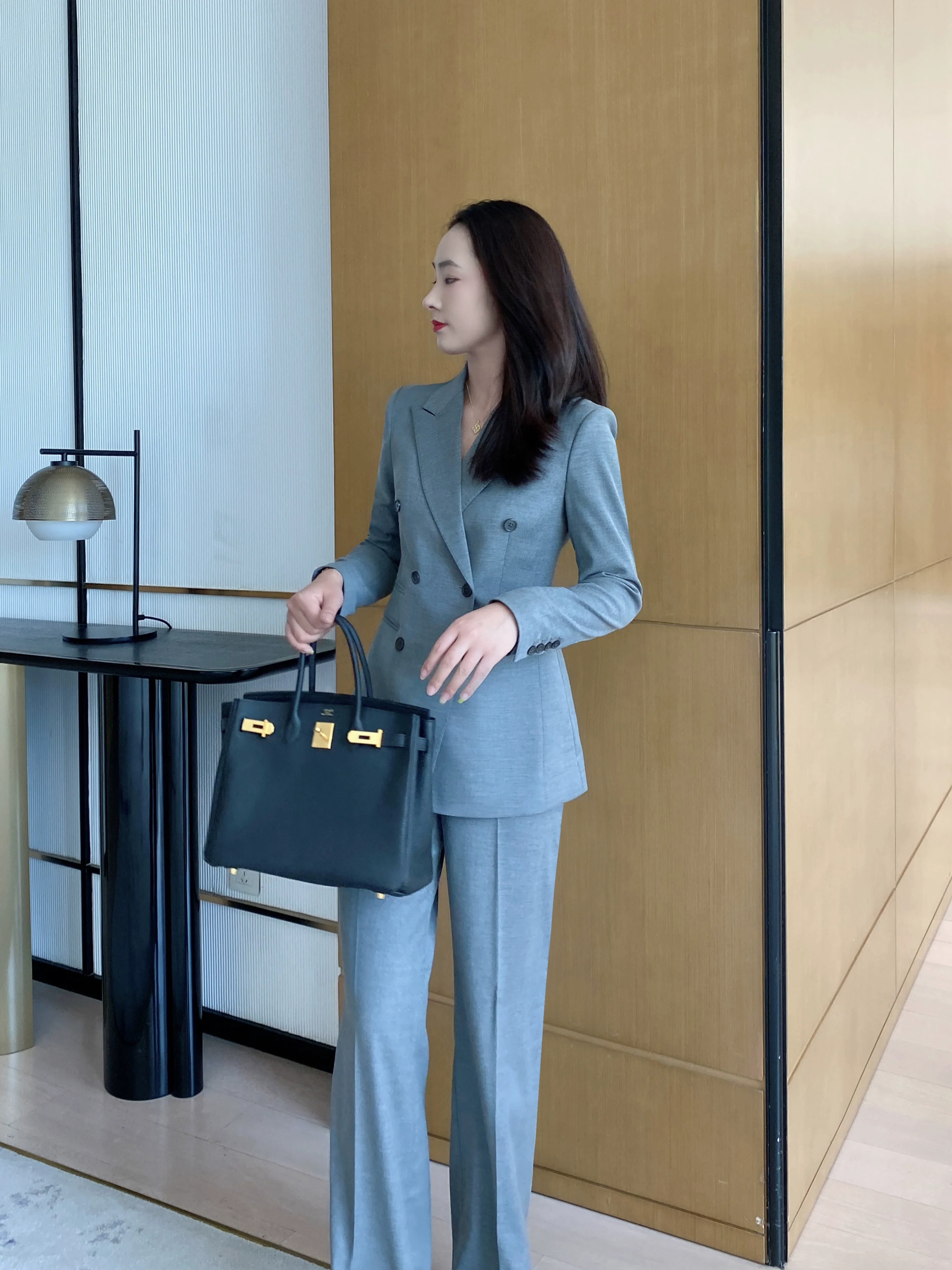 Demi-season Classic Suit Jacket Elite Set Grey - Image 3
