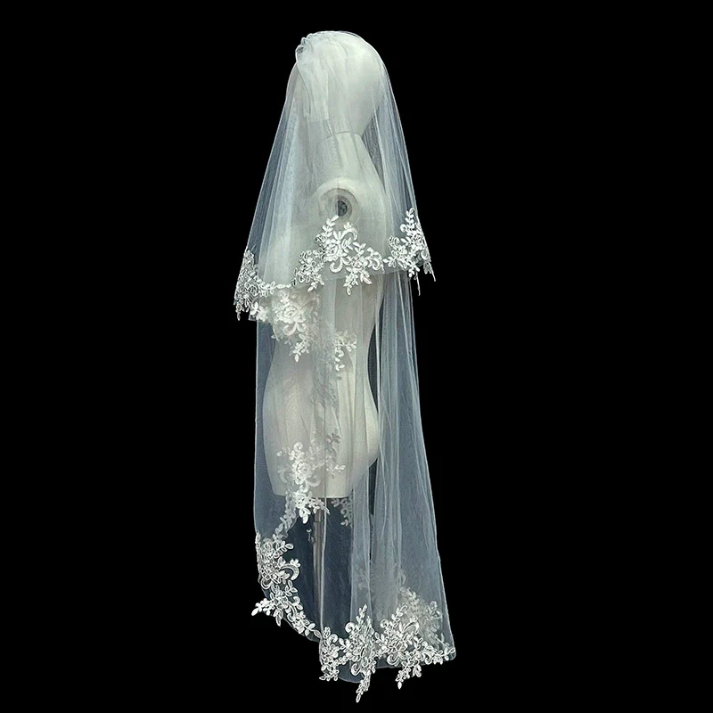Double Layer Lace Wedding Veil - Image 3