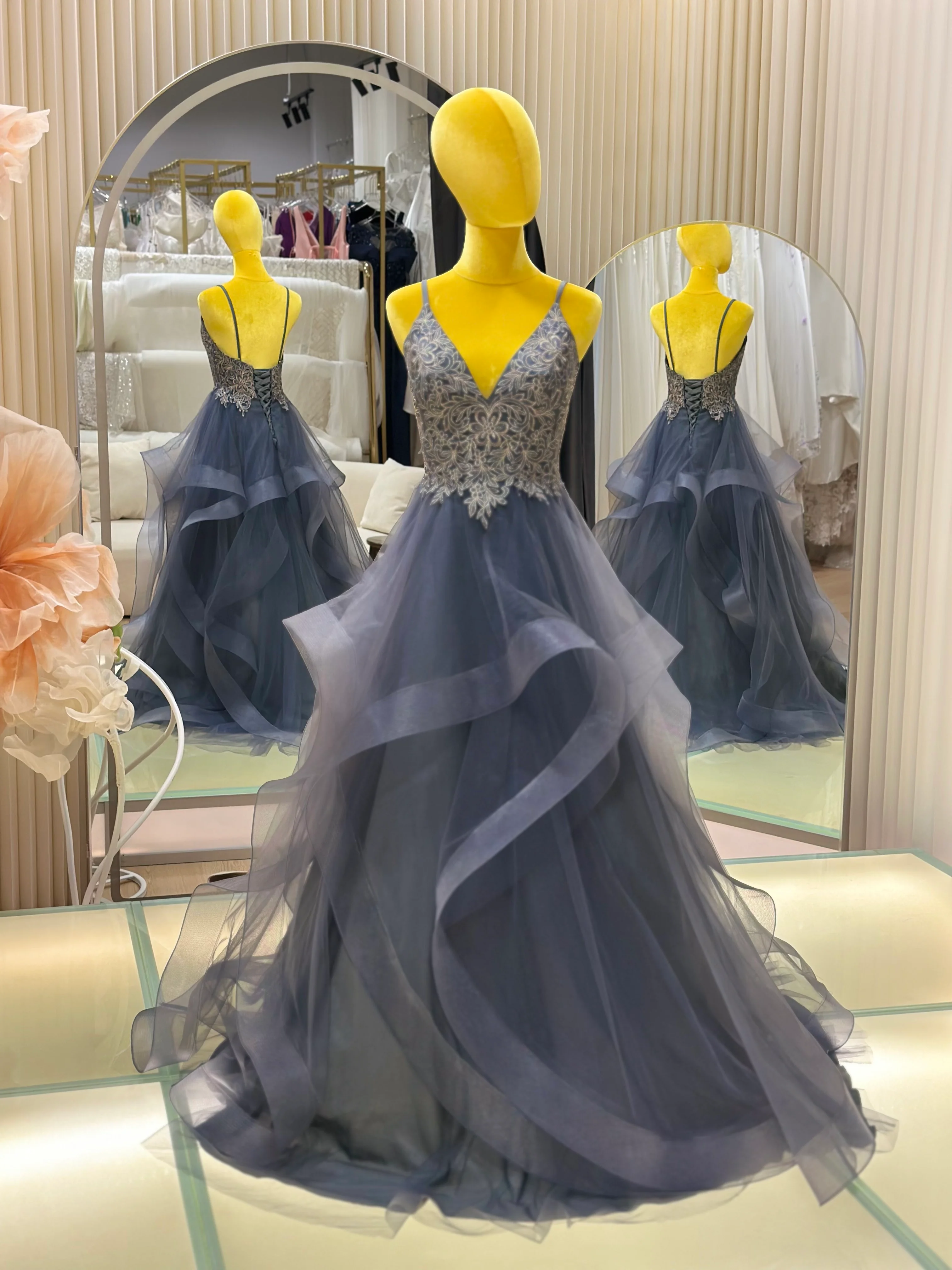 Twilight Luxe Half-Lace Evening Gown | Ready-to-Wear - Image 2