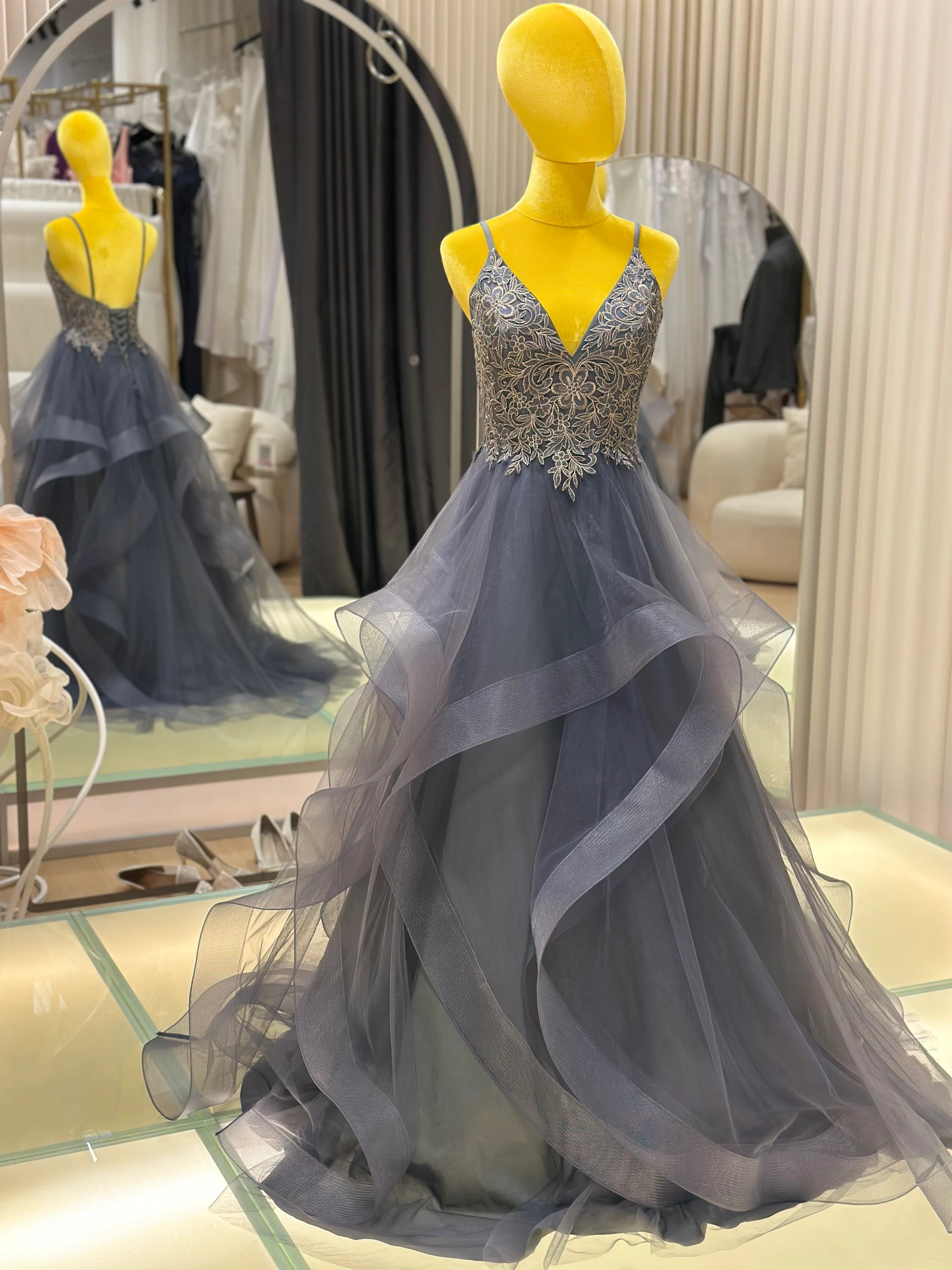 Twilight Luxe Half-Lace Evening Gown | Ready-to-Wear - Image 6