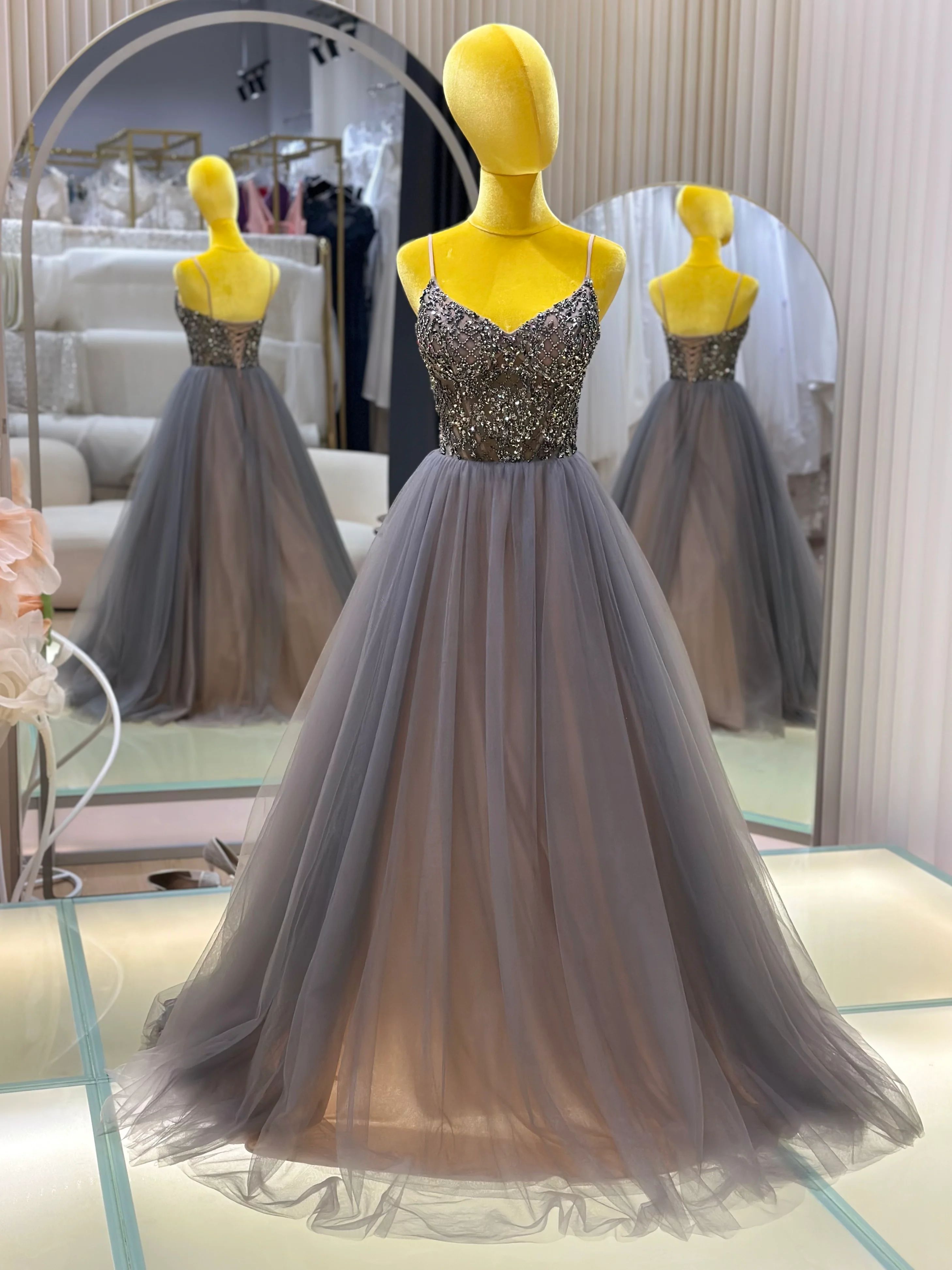 Golden Radiance Beaded Luxury Evening Gown | Ready-to-Wear