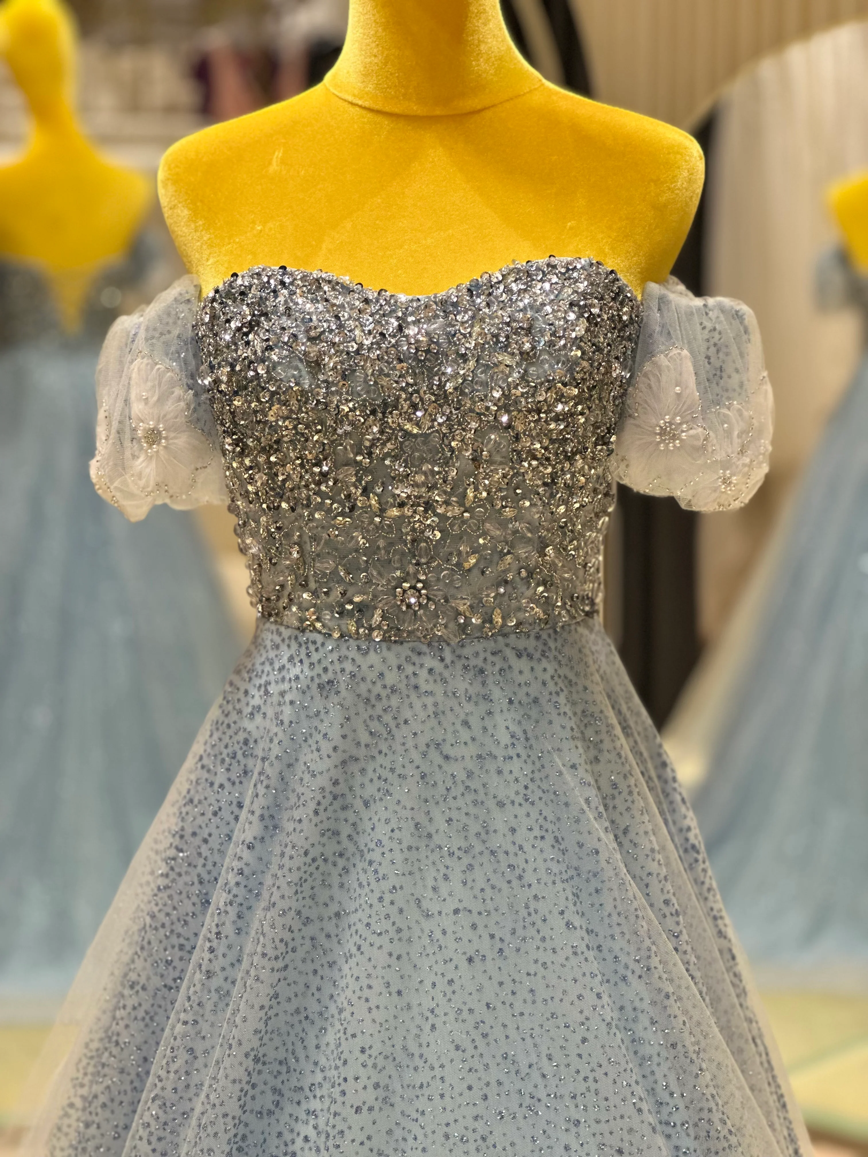 Celestial Blue Glitter Tulle Ball Gown | Ready-to-Wear - Image 5