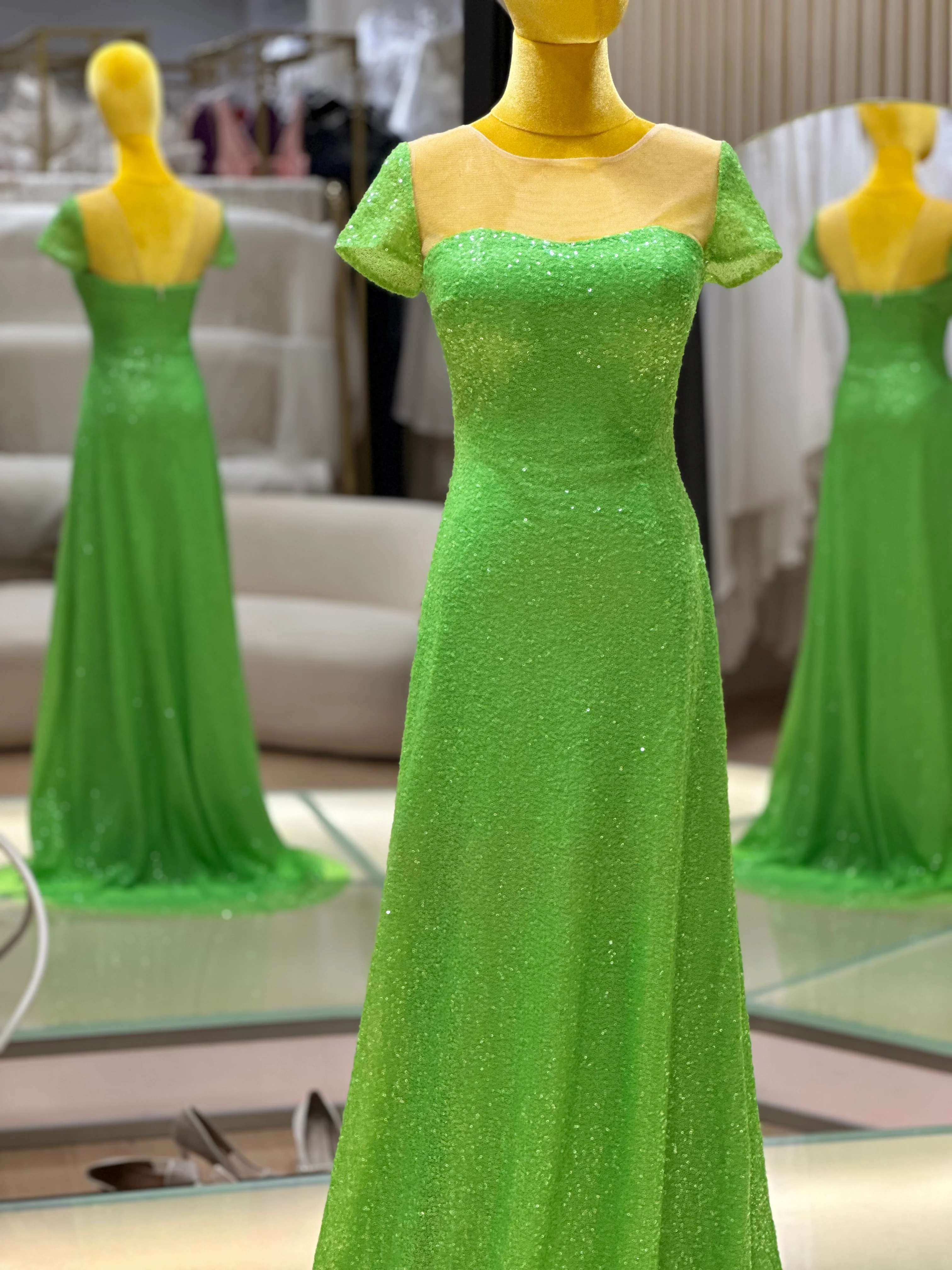 Emerald Enchantment Sequin Lace Evening Gown | Ready-to-Wear - Image 4