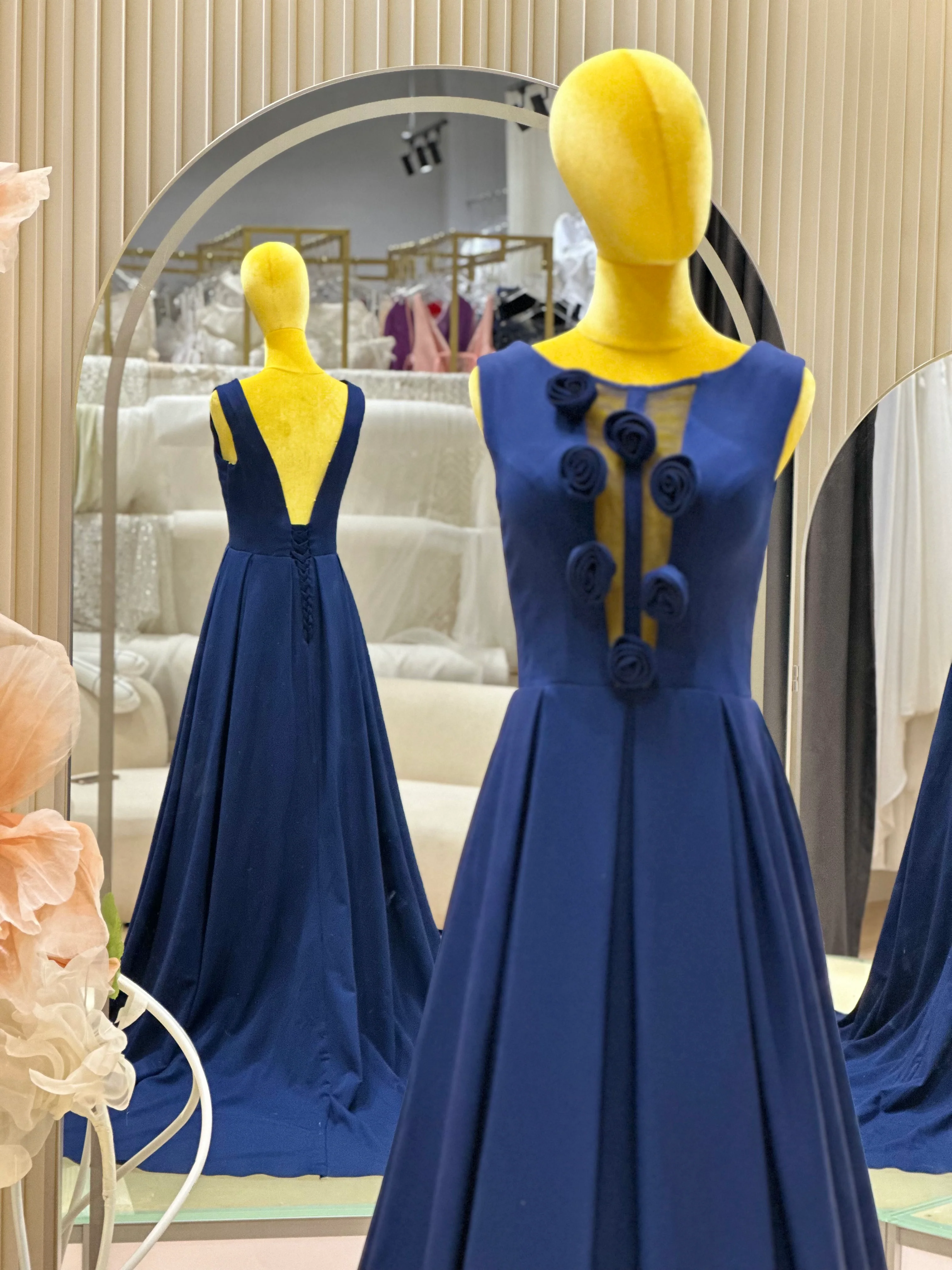 Sapphire Elegance Draped Evening Gown | Ready-to-Wear - Image 4