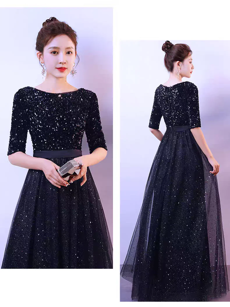 EG-SALE-AME-00116 performance costumes female long skirt chorus costumes art examination solo recitation performance costumes - Image 5