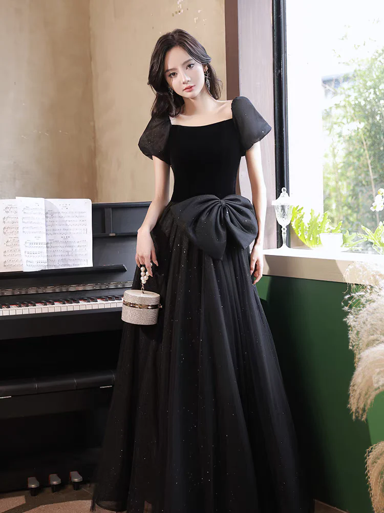 EG-SALE-AME-00182 Elegant Off-Shoulder Black Evening Gown classy banquet elegant annual meeting summer woman's style tutu skirt light luxury - Image 2