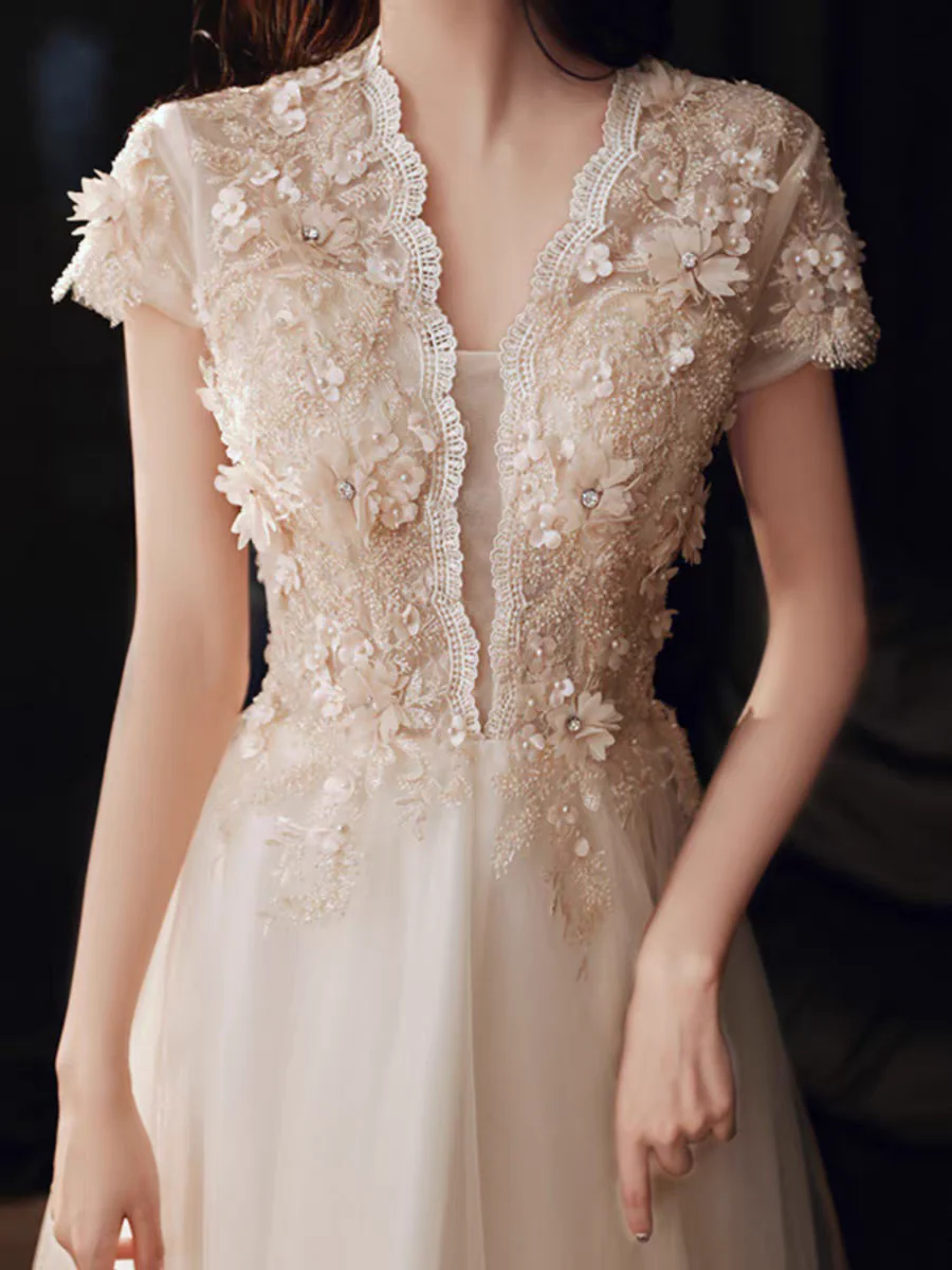 EG-SALE-AME-00207 French style Lemondtajoes annual party evening dress Tea lenght skirt female niche light luxury banquet temperament sparkling sequins - Image 3