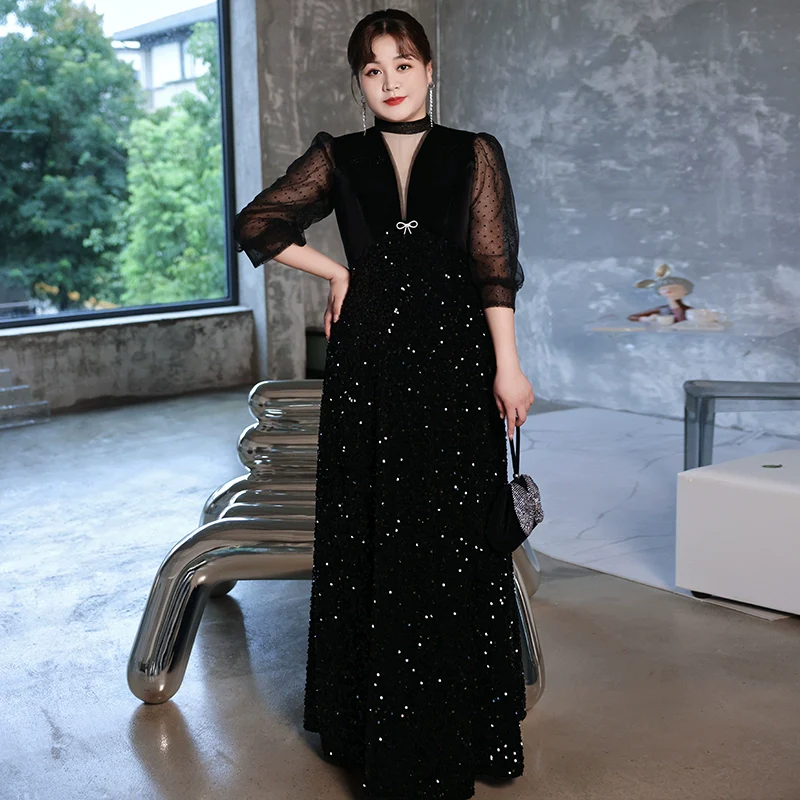 Elegant French Black Evening Dress - Image 2