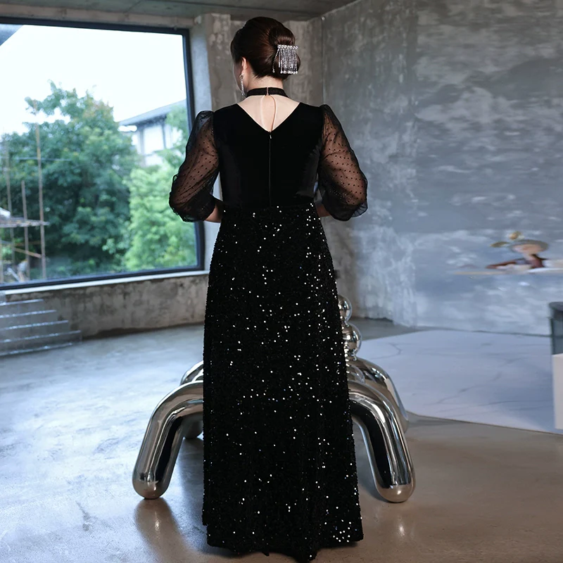Elegant French Black Evening Dress - Image 3