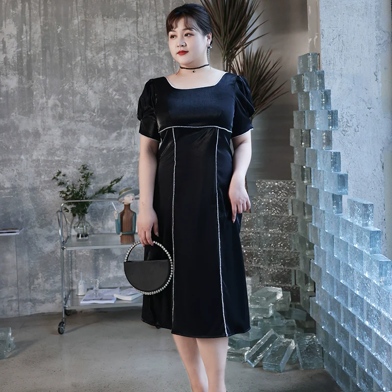 Elegant French Square Neckline A-Line Dress - Image 6