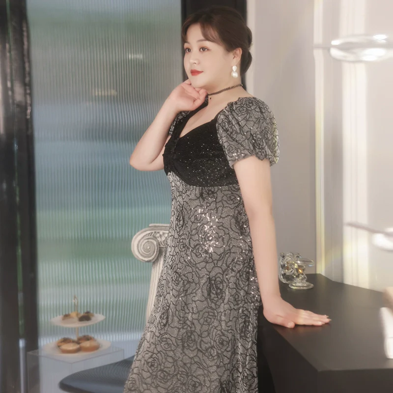 Elegant French Winter Evening Dress Plus Size - Image 6