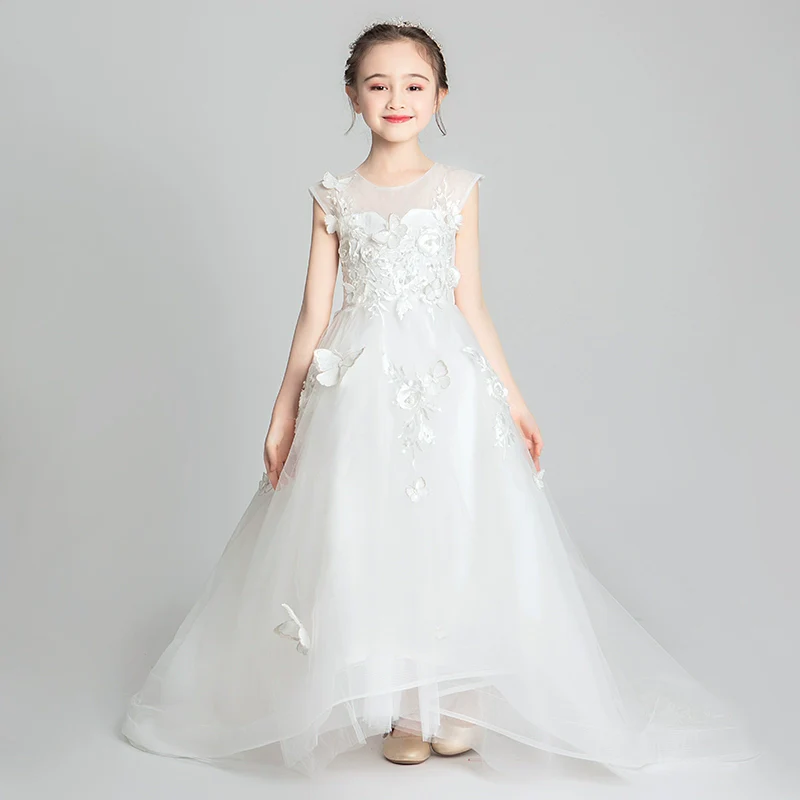 Elegant Girl's Evening Dress Piano Performance Costume Flower Girl Gown - Image 3