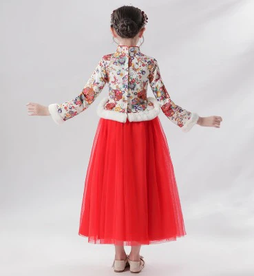 Elegant Kids Princess Hanfu Dress: Winter Warm Long-Sleeve Traditional Chinese Costume - Image 5