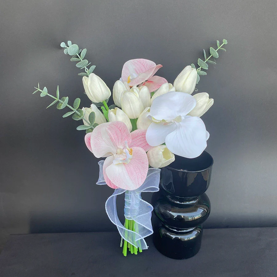 Elegant Phalaenopsis Tulip Hand‑held Silk Bouquet for Weddings & Graduations - Image 3