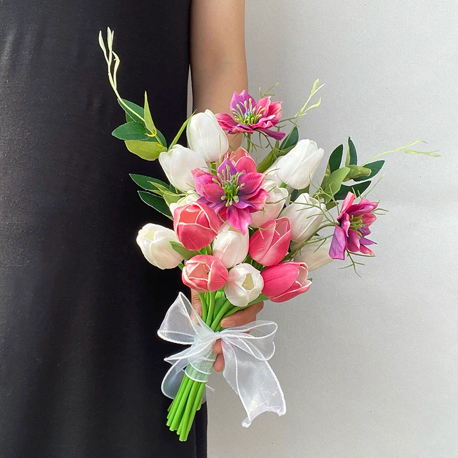 Elegant Phalaenopsis Tulip Hand‑held Silk Bouquet for Weddings & Graduations - Image 4