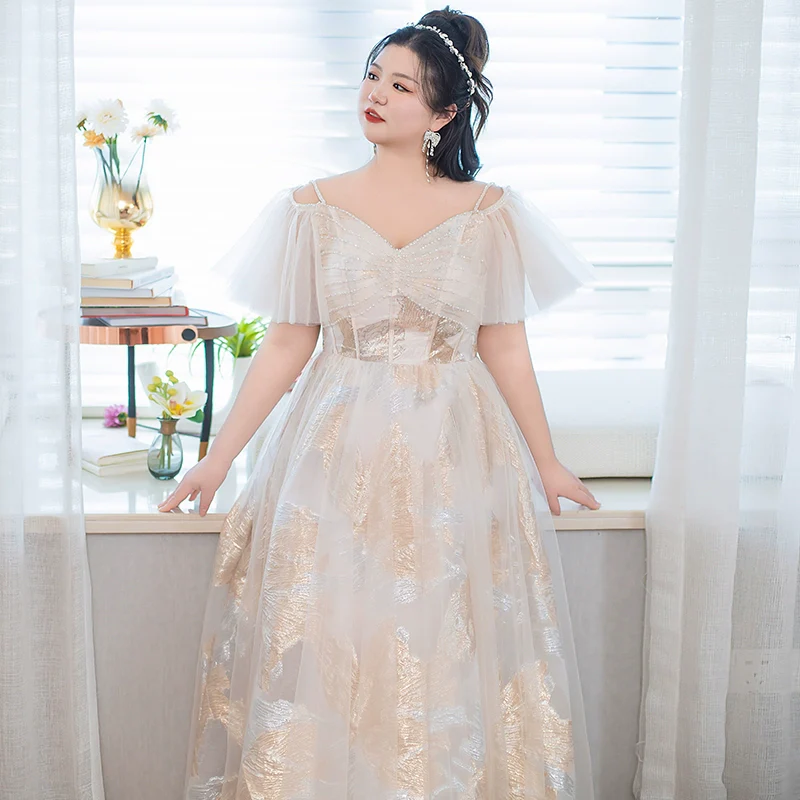 Elegant Plus Size Evening Dress with Beaded Detail