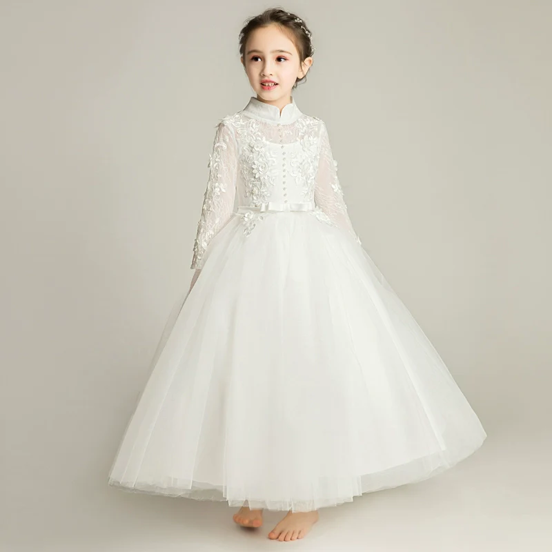 Elegant Princess Flower Girl Dress: Long Sleeve Wedding Party Gown - Image 2