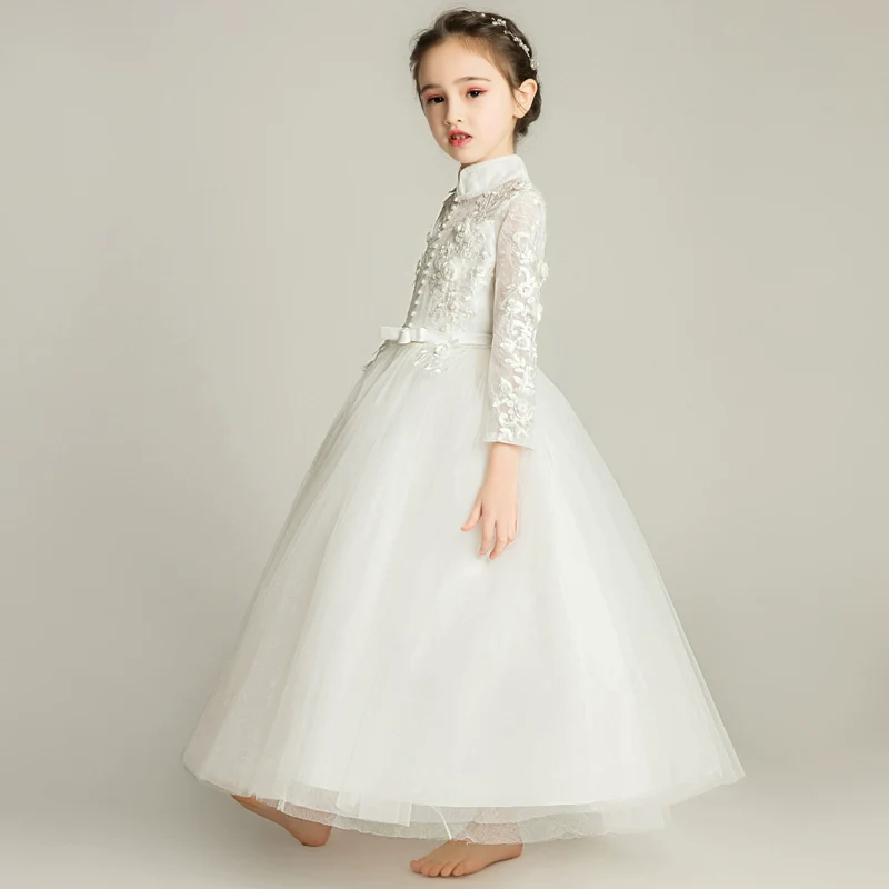 Elegant Princess Flower Girl Dress: Long Sleeve Wedding Party Gown - Image 4