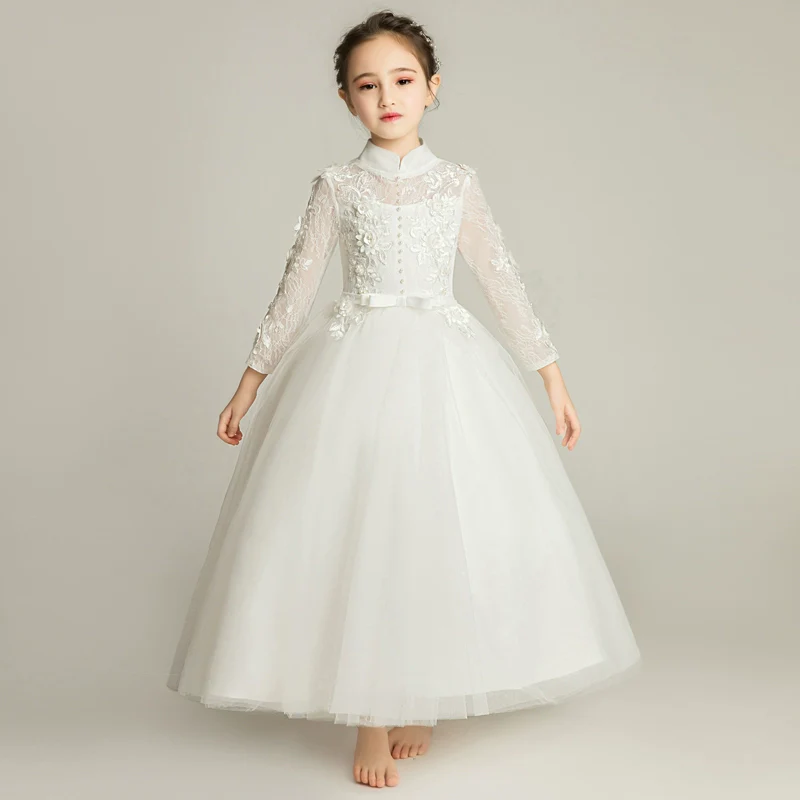 Elegant Princess Flower Girl Dress: Long Sleeve Wedding Party Gown - Image 6