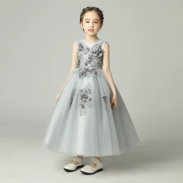 Elegant Teen Girls' Wedding Dress: Long Skirt Princess Costume