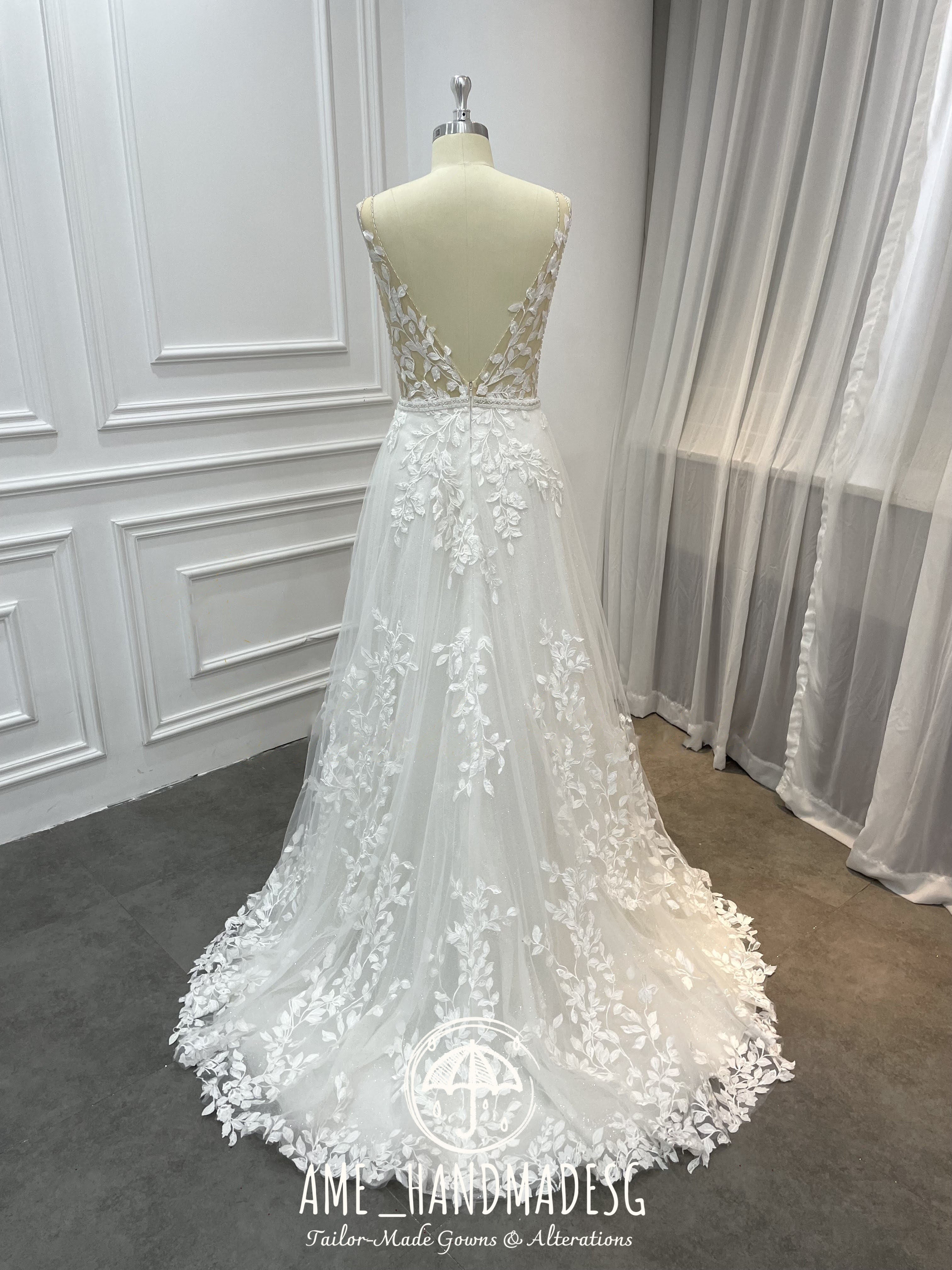 Whispering Garden A-Line Gown with Leaf Lace Appliqués - Image 2