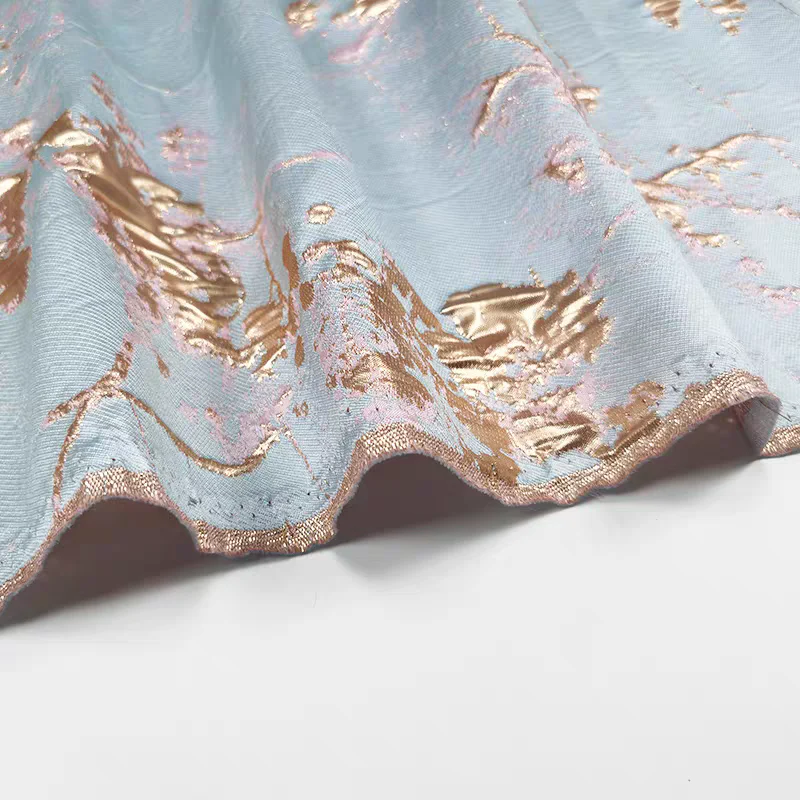 FAB-BROC-022 High-grade golden silk wax plum jacquard dress fabric summer dress brocade improved cheongsam Hanfu fabric - Image 2