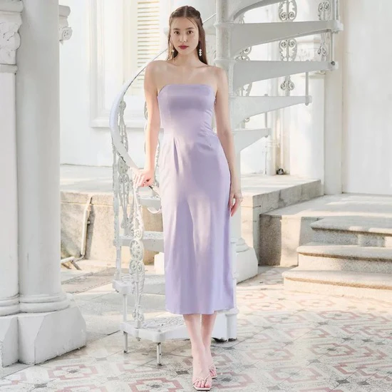 French Satin Bridesmaid Dress - Image 7