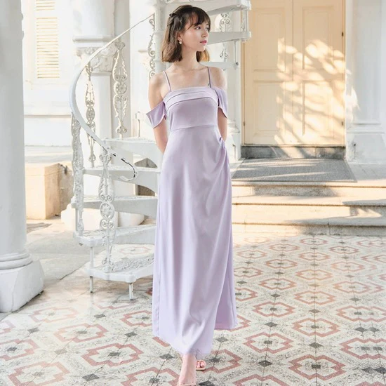 French Satin Bridesmaid Dress - Image 8
