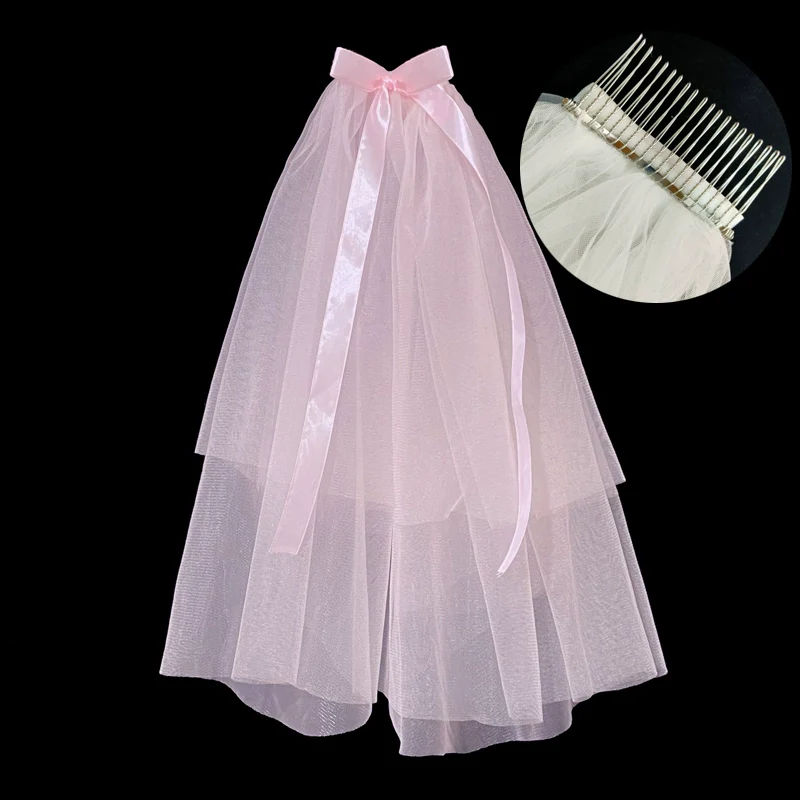Fuchsia Bridal Veil Hair Accessory - Image 20