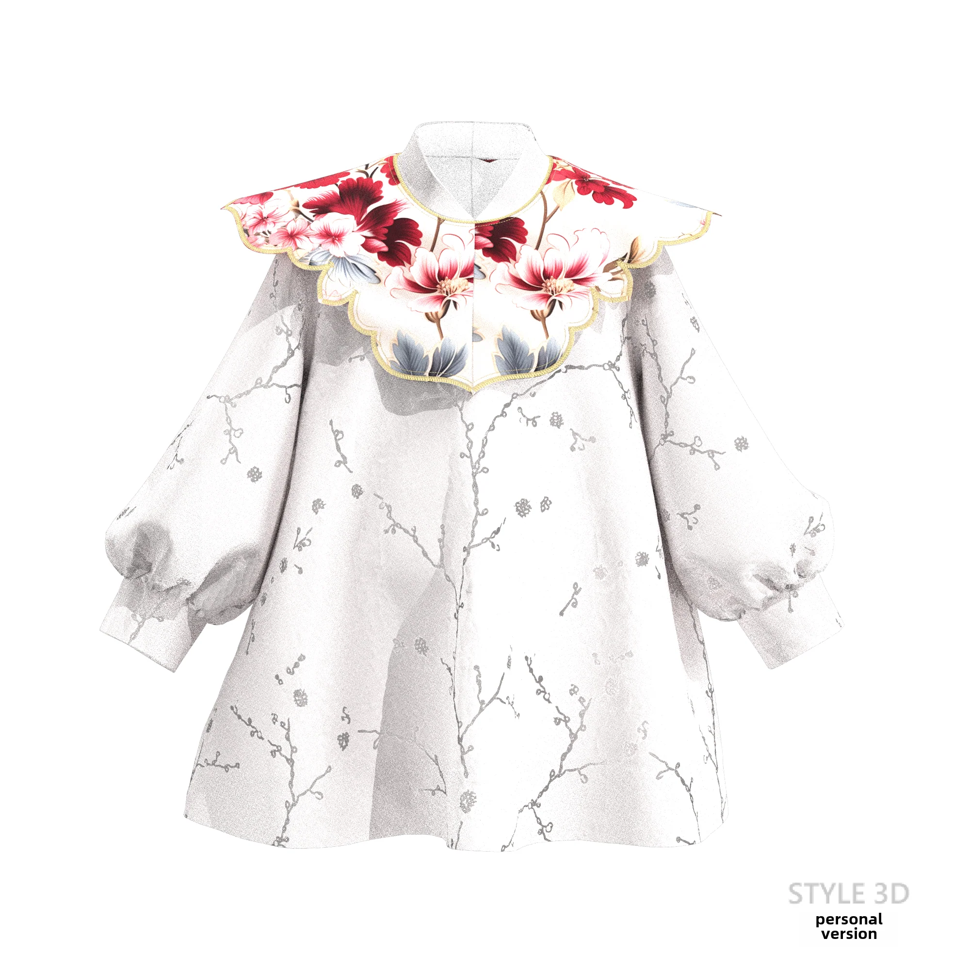 Girls' Jacquard Fabric Stand-Collar Cloud Shoulder Two-Piece Pattern - Image 5