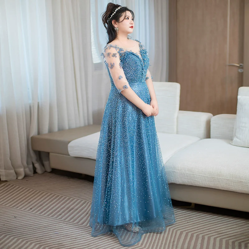 Gray Blue Evening Dress - Image 2