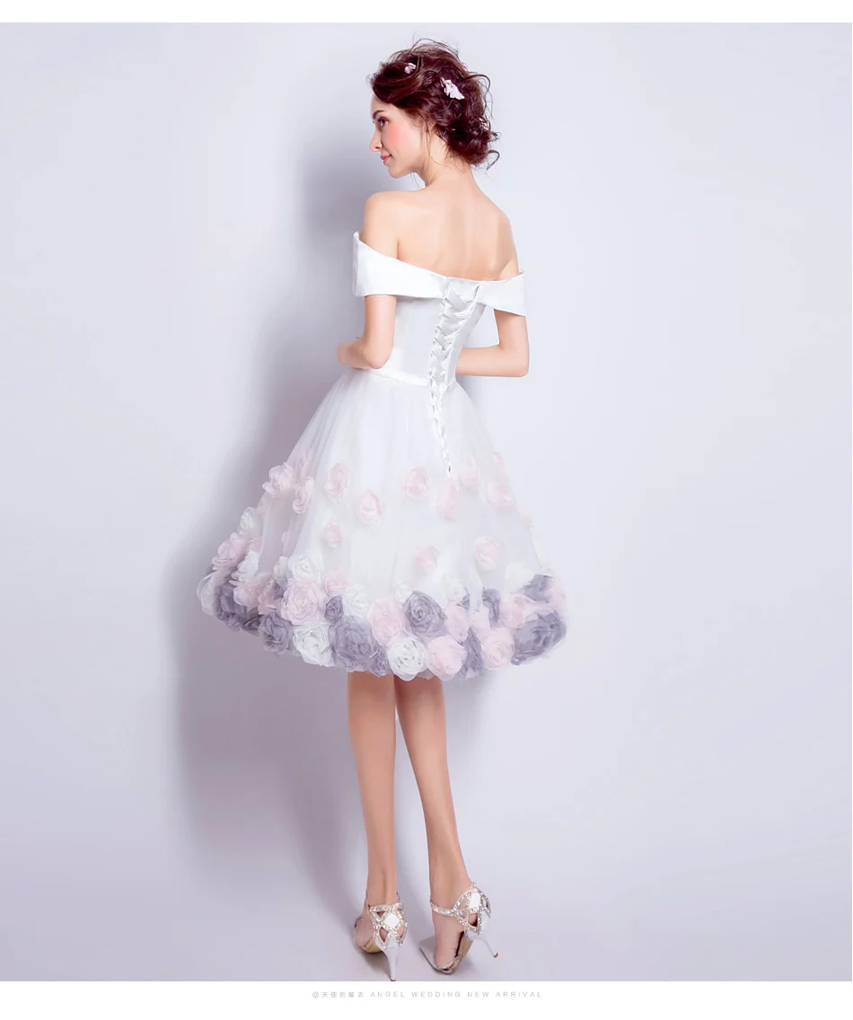 High Quality Pretty Sweetheart Pink&Purple Roses Decorated Style Bridesmaid Dress 224 - Image 4