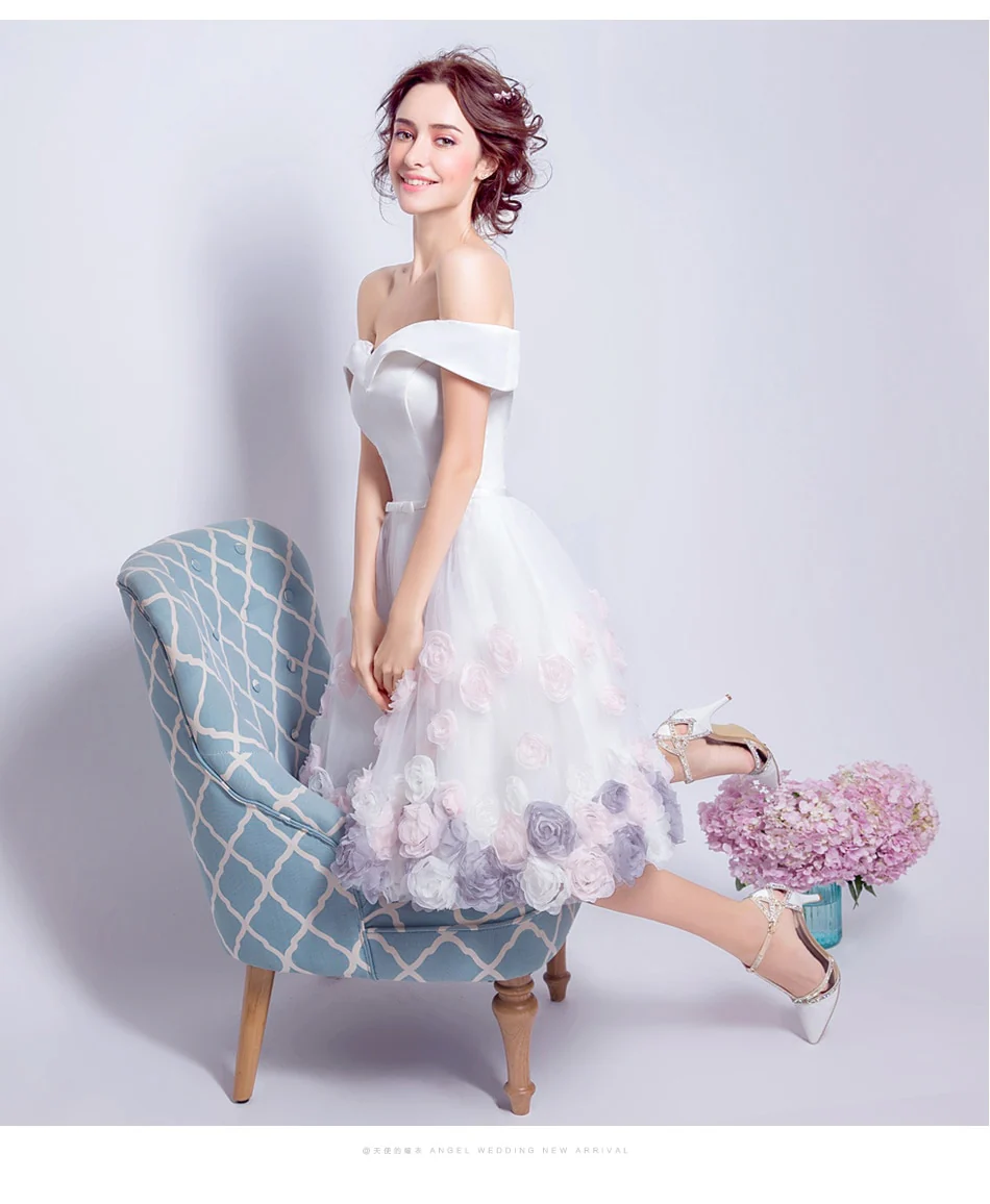 High Quality Pretty Sweetheart Pink&Purple Roses Decorated Style Bridesmaid Dress 224 - Image 5